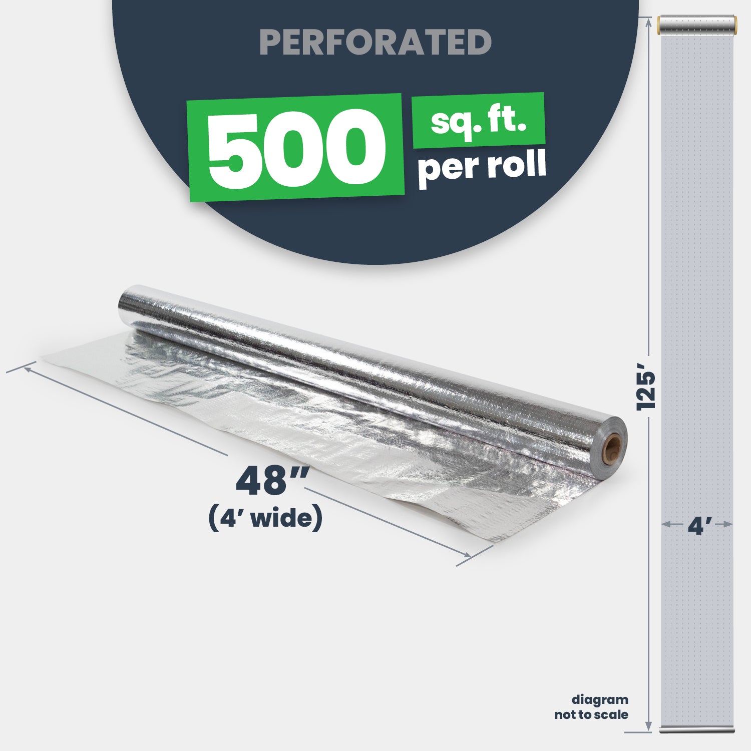 Perforated Radiant Barrier Foil - 4' x 125' (500 sq ft)